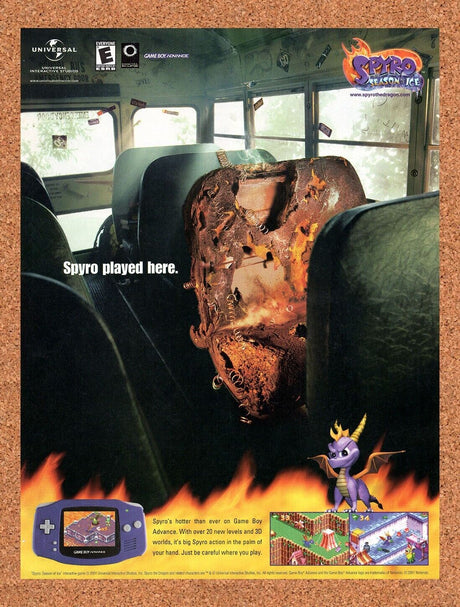 2001 Spyro Season Of Ice GBA Original Advertisement / Retro Wall Art v1