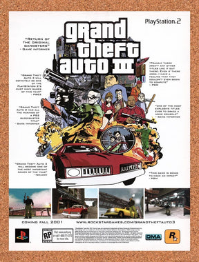 2001 Grand Theft Auto III PS2 Original Advertisement / Retro Promo v1