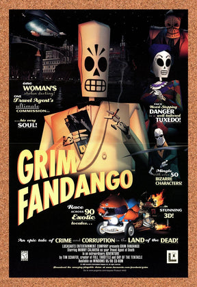 1998 Grim Fandango PC Original Advertisement / Retro Promo v2