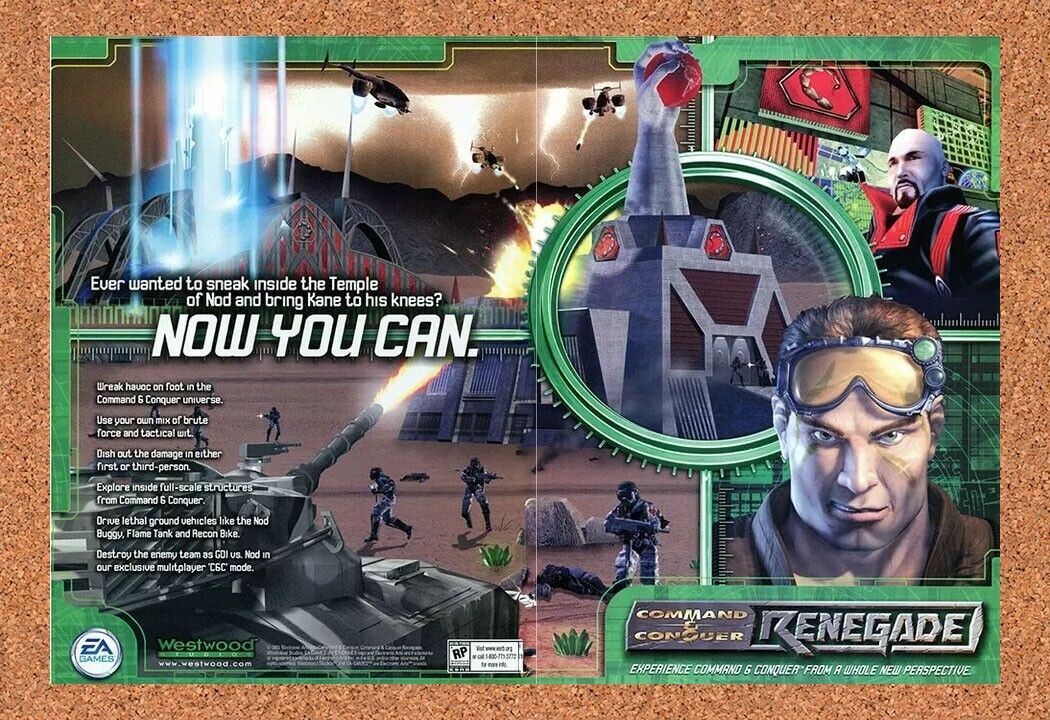 Command And Conquer Renegade PC Original 2002 Ad Authentic Video Game Promo v1