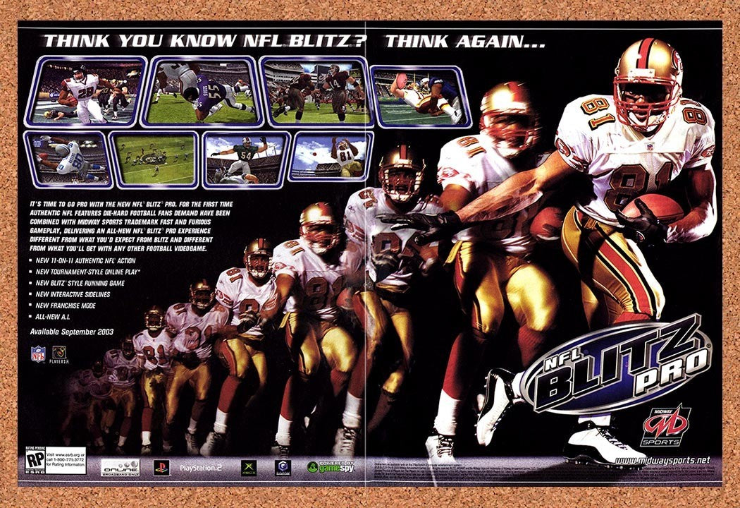 2003 NFL Blitz Pro PS2 Original Advertisement / Retro Promo v2