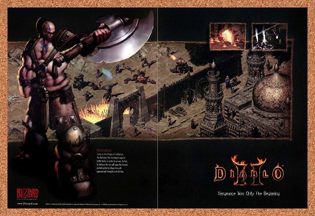 Diablo II PC Original 2001 Ad Authentic Blizzard Action RPG Video Game Promo