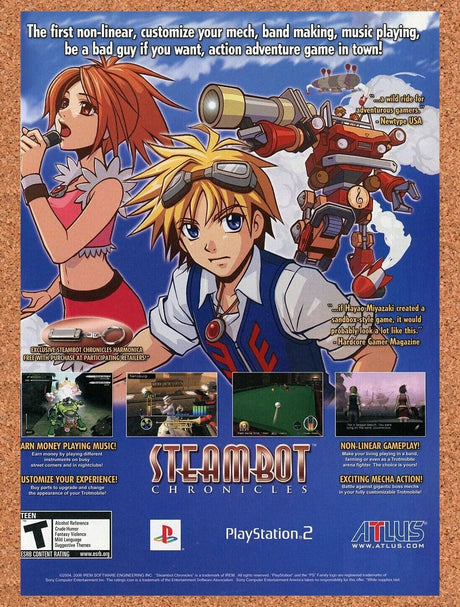 Steambot Chronicles PS2 Original 2007 Ad Authentic ATLUS Video Game Promo