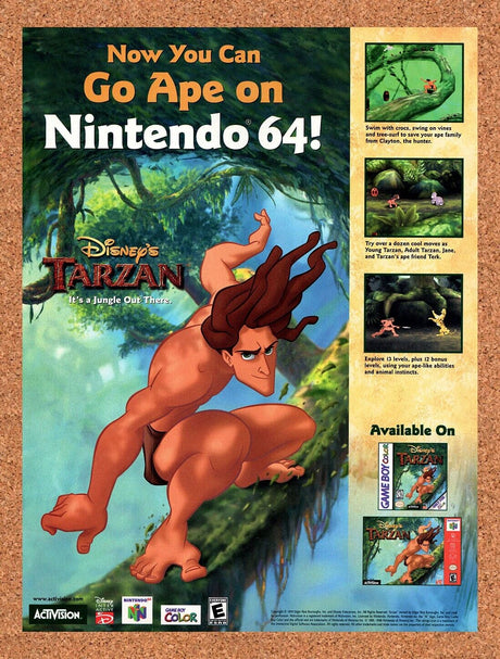 Tarzan N64 Original 2000 Vintage Ad - Video Game Art Promo
