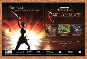 2001 Baldurs Gate Dark Alliance PS2 Original Advertisement / Retro Wall Art v1