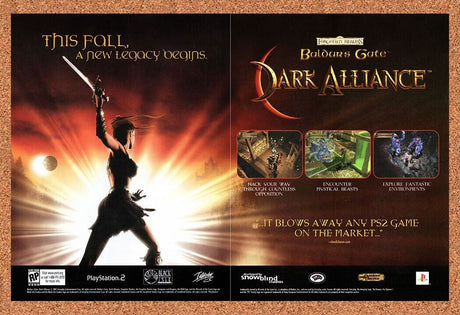 2001 Baldurs Gate Dark Alliance PS2 Original Advertisement / Retro Wall Art v1