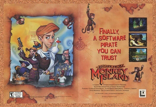 Escape From Monkey Island PC Original 2001 Ad Authentic Video Game Promo v2