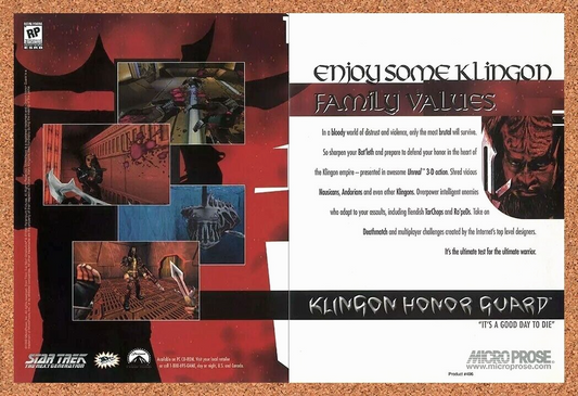 Star Trek Klingon Honor Guard PC Original 1999 Ad Authentic Video Game Promo