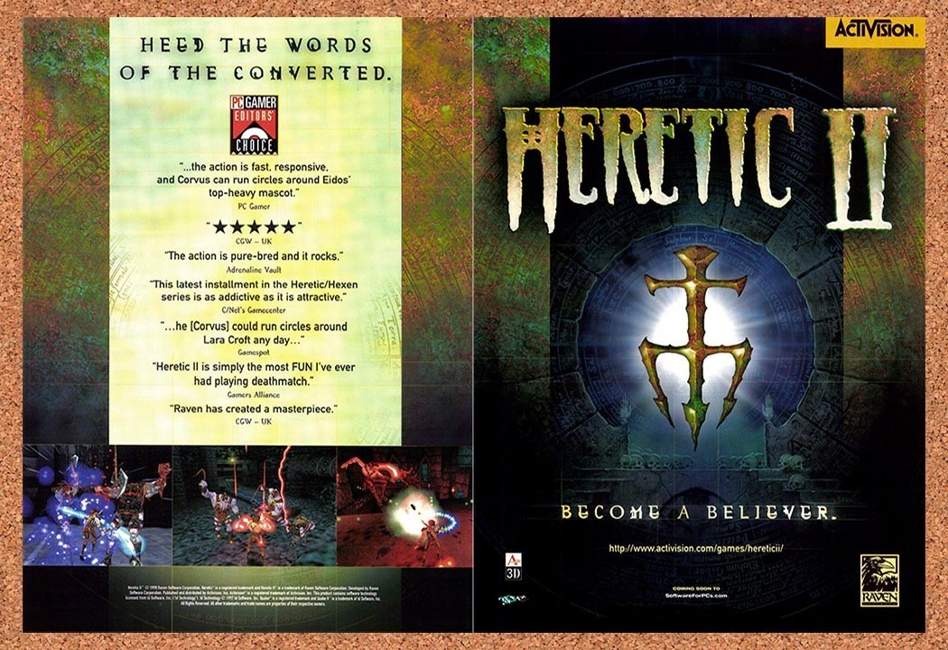 1999 Heretic II PC Original Advertisement / Retro Promo v2