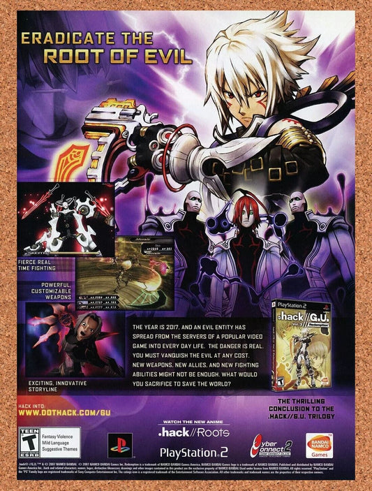 Dot Hack PS2 GU Redemption Original 2006 Ad Authentic Bandai Video Game Promo