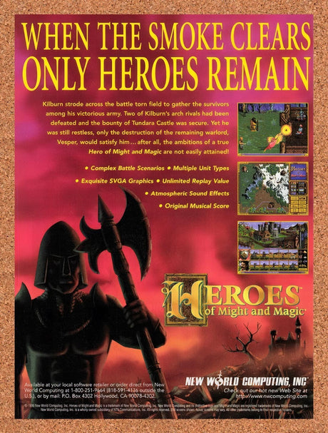 1995 Heroes Of Might & Magic PC Original Advertisement / Retro Promo v1
