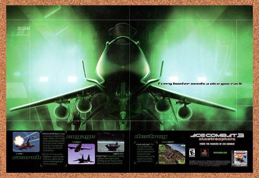 Ace Combat 3 PS1 Original 2000 Vintage Ad - Video Game Promo