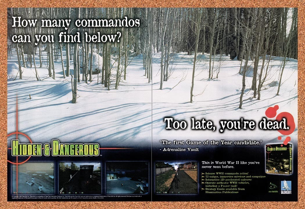 1999 Hidden & Dangerous PC Original Advertisement / Retro Promo v2