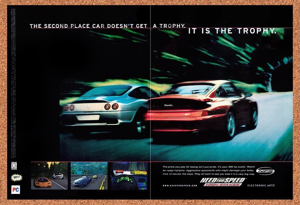 1999 Need For Speed High Stakes PC Original Advertisement / Retro Promo v2