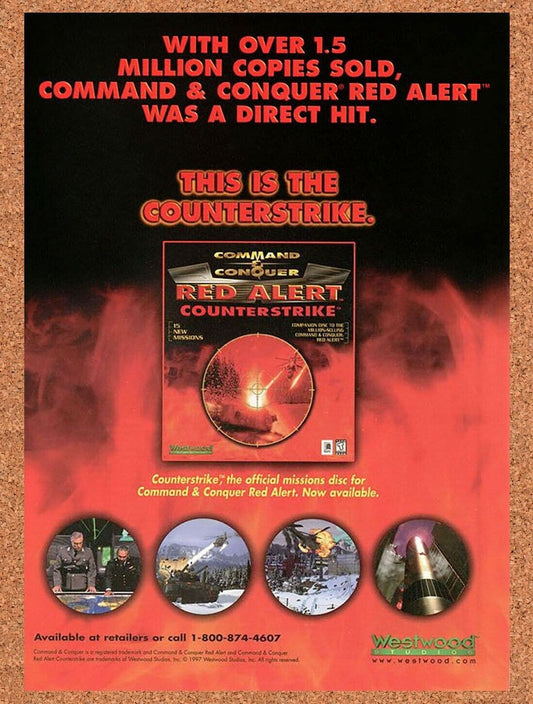 Red Alert PC Counterstrike Original 1997 Ad Authentic Westwood RTS Game Promo