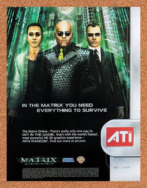The Matrix Online PC Original 2007 Ad Authentic ATI Radeon Video Game Promo