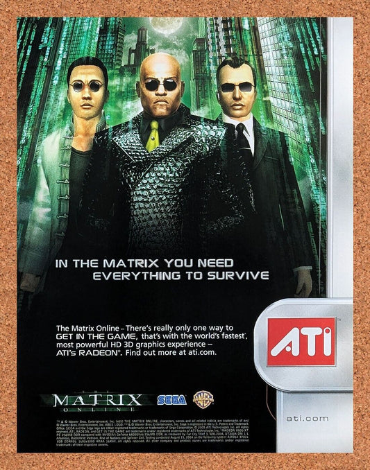 The Matrix Online PC Original 2006 Ad Authentic ATI Radeon Video Game Promo