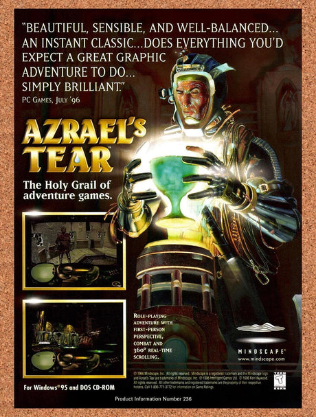 1996 Azrael's Tear PC Original Advertisement / Retro Promo v2