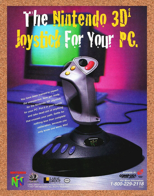 Nintendo 3D1 N64 Joystick Original 1998 Print Ad Authentic Video Game Promo