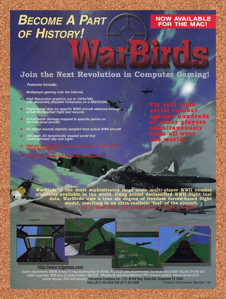 1996 WarBirds PC Original Advertisement / Retro Promo v1