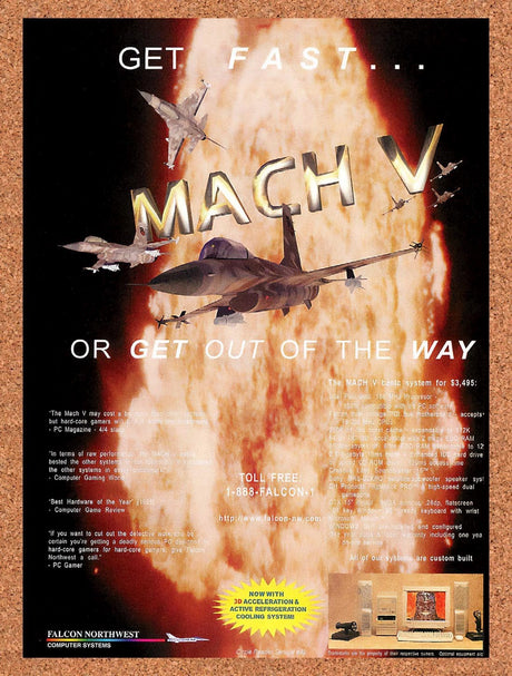 1996 Falcon Northwest Mach V Gaming PC Original Advertisement / Retro Promo v3