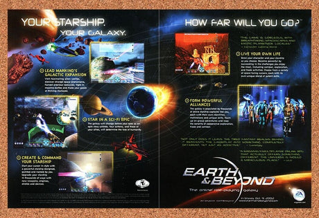 Earth And Beyond PC Original 2003 Ad Print Authentic Space Video Game Promo