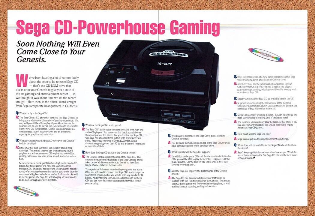 1992 Sega CD Console Original Advertisement / Retro Wall Art v2