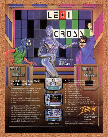 Lexi-Cross MS-DOS Original 1991 Vintage Ad - Video Game Promo