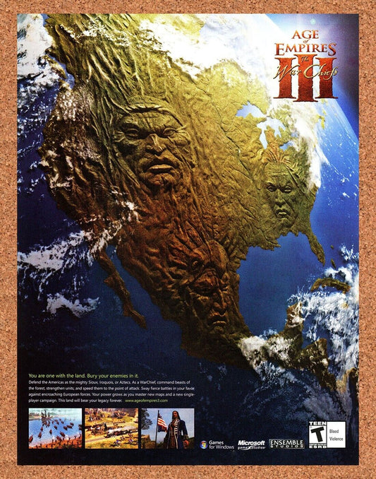 Age Of Empires III War Chiefs PC Original 2005 Ad Authentic Video Game Promo