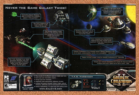 Galactic Civilizations II Dread Lords PC Original 2004 Vintage Ad - Game Promo