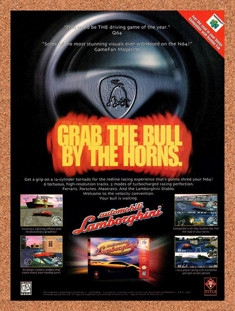 1998 Automobili Lamborghini N64 Original Advertisement / Retro Promo v1