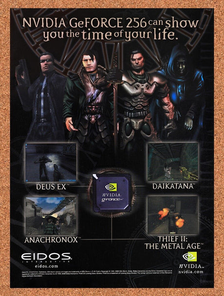 2000 Eidos nVidia GeForce 256 Original Advertisement / Retro Wall Art v9