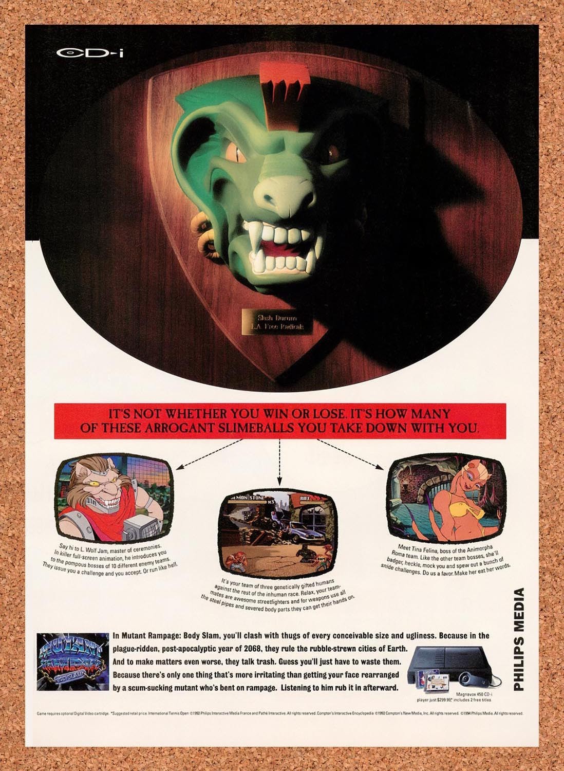 1994 Mutant Rampage Bodyslam CD-I Original Advertisement / Retro Promo v1