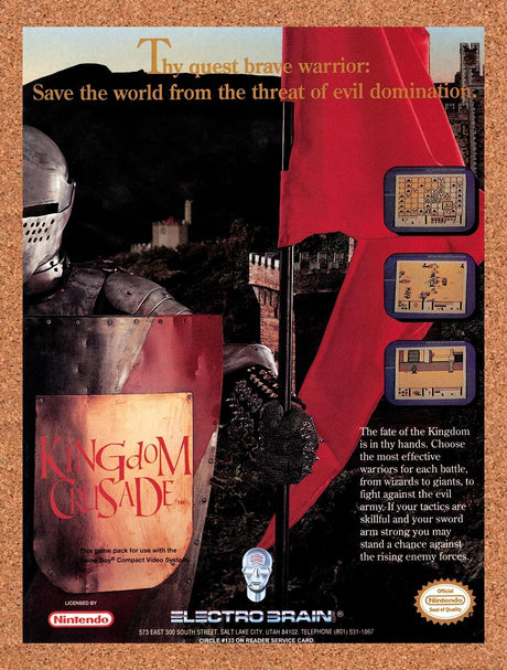 1992 Kingdom Crusade NES Original Advertisement / Retro Wall Art v1