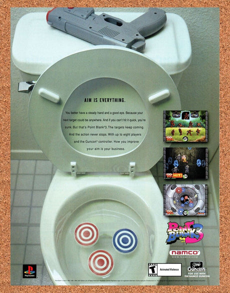 Point Blank PS1 Original 2003 Print Ad Authentic Namco GunCon Video Game Promo