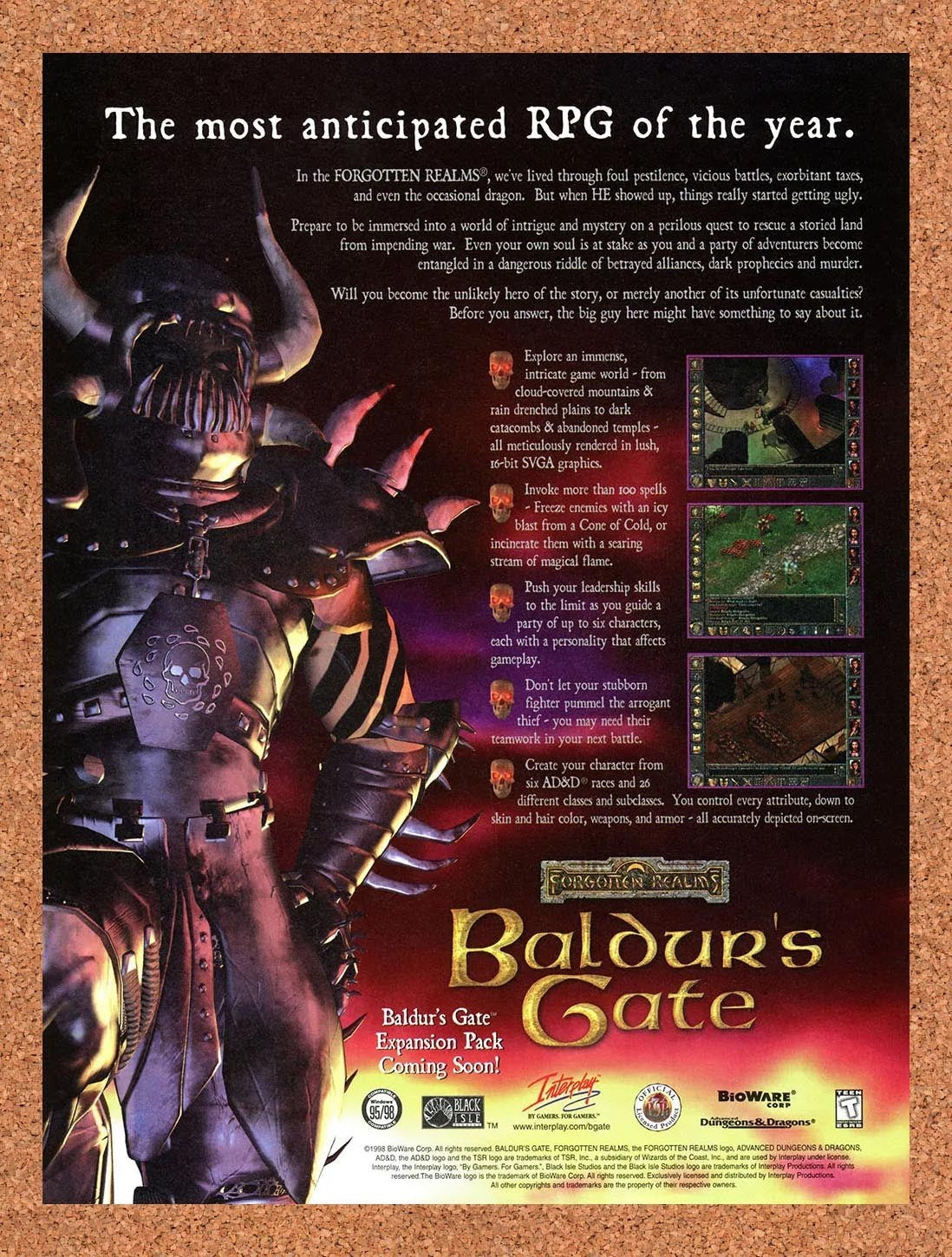 1999 Baldur's Gate PC Original Advertisement / Retro Promo v4
