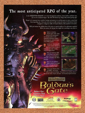 1999 Baldur's Gate PC Original Advertisement / Retro Promo v4