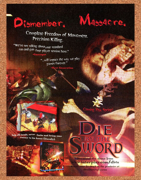 Die By The Sword PC Original 2000 Print Ad Authentic Video Game Art Promo