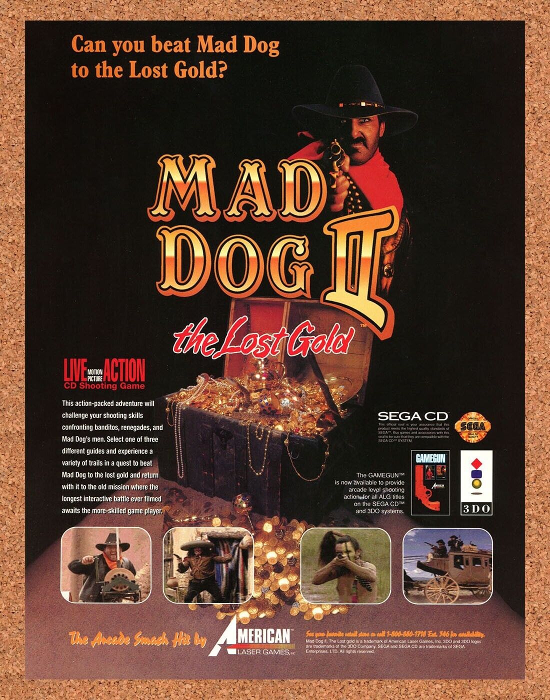 Mad Dog II The Lost Gold Sega CD Original 1993 Ad Authentic Video Game Promo