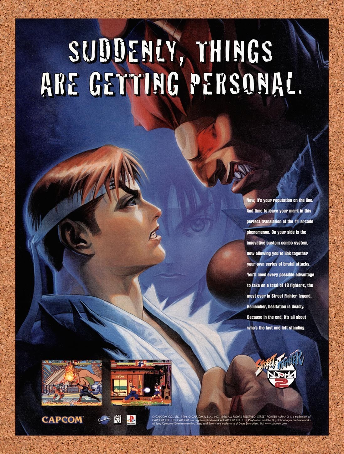 1996 Street Fighter Alpha 2 PS1 Original Advertisement / Retro Promo v1