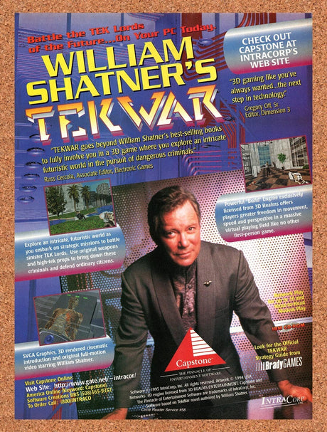 1995 William Shatners Tek War PC Original Advertisement / Retro Promo v2