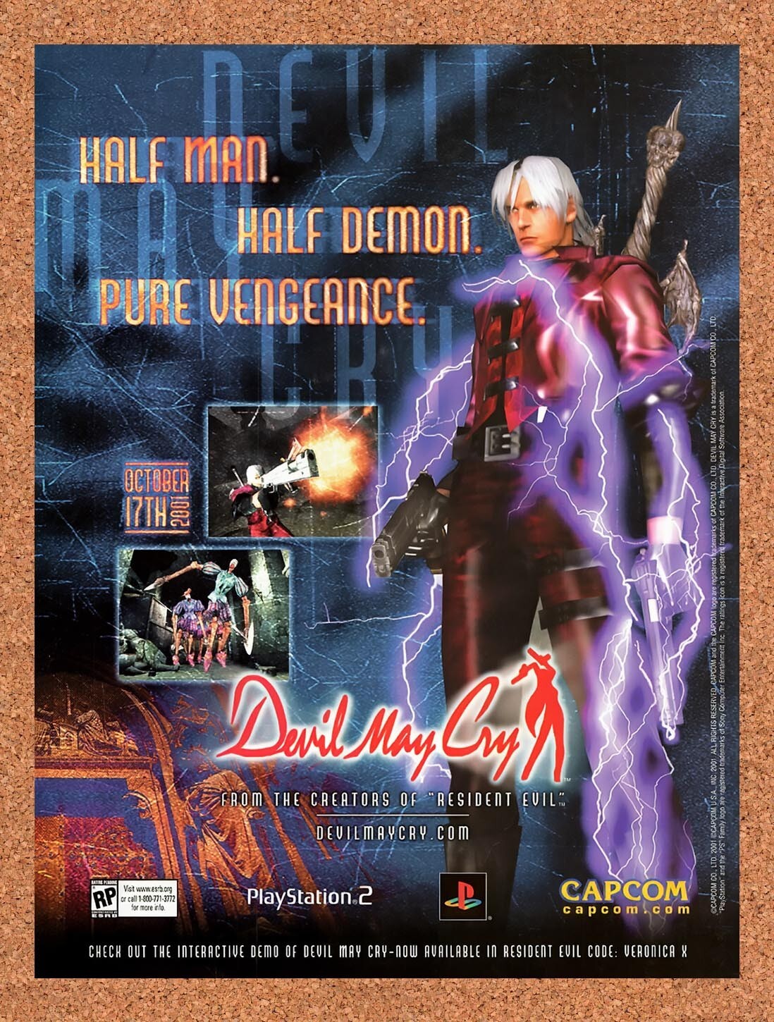 2001 Devil May Cry PS2 Original Advertisement / Retro Wall Art v4