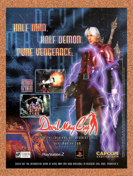 2001 Devil May Cry PS2 Original Advertisement / Retro Wall Art v4
