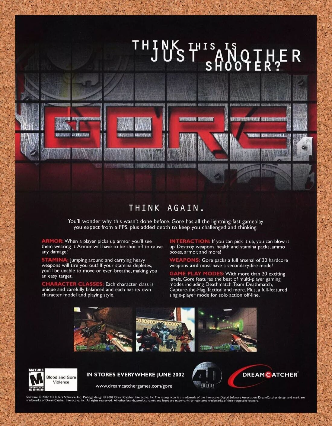 Gore PC Original 2004 Ad Authentic Dreamcatcher FPS Shooter Video Game Promo v1
