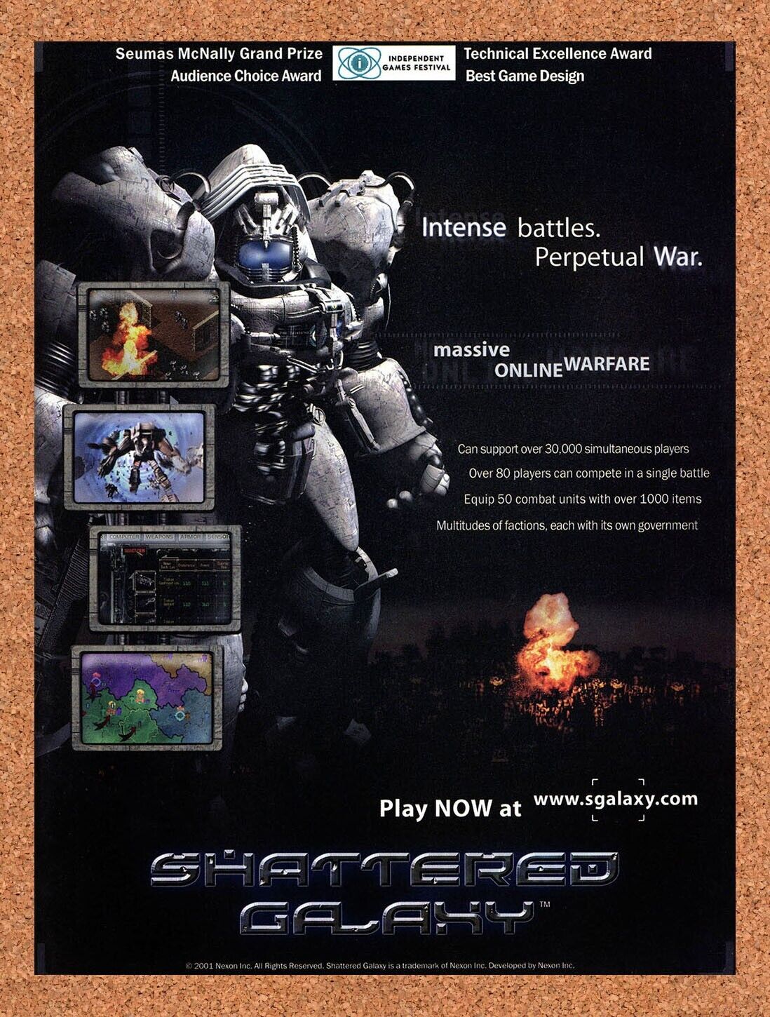 Shattered Galaxy PC Original 2001 Ad Authentic Windows MMO Video Game Promo v2