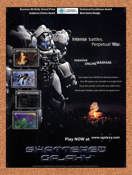 Shattered Galaxy PC Original 2001 Ad Authentic Windows MMO Video Game Promo v2