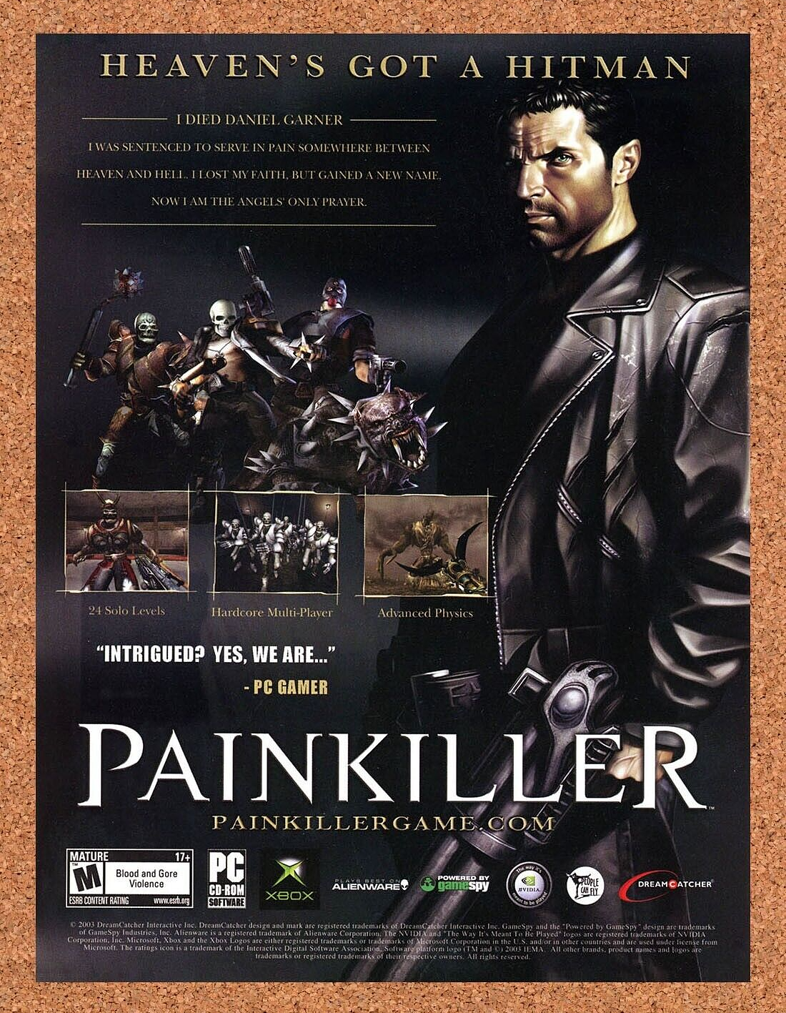 Painkiller Xbox Original 2007 Ad Authentic nVidia GameSpy Video Game Promo