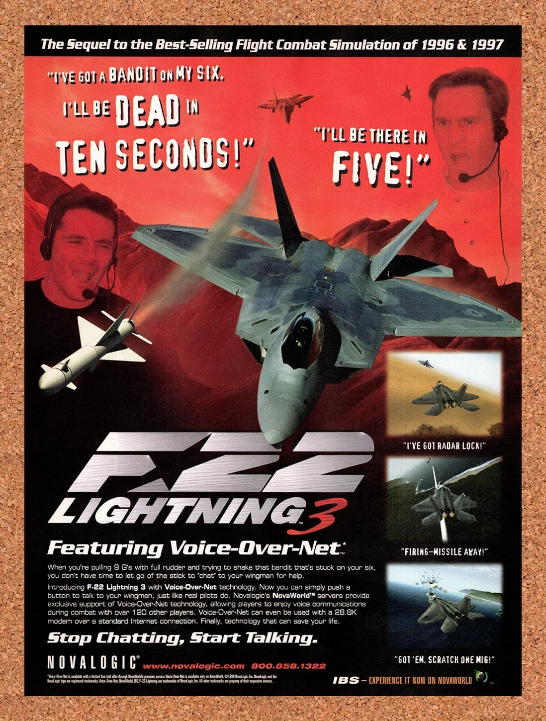 1999 F-22 Lightning 3 PC Original Advertisement / Retro Promo v1