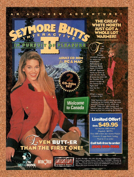 Seymore Butts Interactive II PC Original 1995 Vintage Ad - Adult CD-ROM Promo
