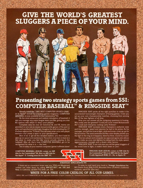 1983 SSI Ringside Seat Apple III Games Original Ad / Retro Wall Art v1